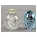 2x Bid Intricate Glass Egg  Paperweights