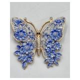 New Blue & White Floral Enamel Butterfly Brooch