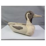Brown And White Hand Carved Duck Decoy
