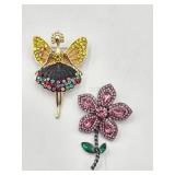 New Sparkling Brooches Pins Girl Is A Pendant Too