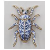 New Jeweled & Enamel  Beetle Brooch
