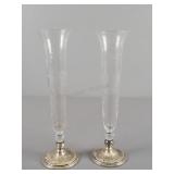2x Bid Sterling Silver Base Vase