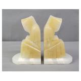 Alabaster Monk Bookends