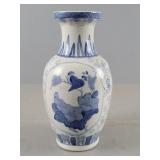 12" Blue & White Lovebird Vase