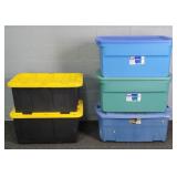 5x The Bid Plastic Storage Totes W/lids