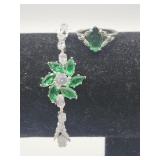 Sparkling Green & Clear Statement Bracelet 6in