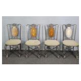4x The Bid Heavy Iron Frame Uphol. Dining Chairs