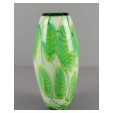 12" Heavy Art Glass Leaf Vase