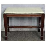 Vintage Upholstered Seat Mahogany Piano Bench