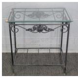 Small Decorative Glass Top Wrought Iron Table