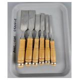 Set Of 6 Wooden Handled Wood Chisels