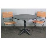 3 Pc Set Wood Double Drop Leaf Round Table& Chairs