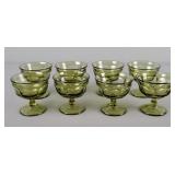 8 Pc Vintage Green Glass Drinkware