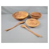 7 Pc Wood Salad Bowl Set