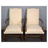 2x Bid Wakefield Striped Upholstered Arm Chairs
