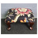 Upholstered Needlepoint Style Floral Print Ottoman
