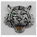 Tiger Head Brooch Pendant Rhinestone Pin
