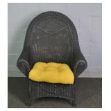 Painted Natural Wicker Patio Accent Armchair