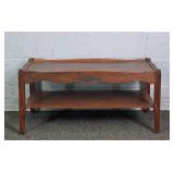 Vintage Mahogany Veneer Leather Top Coffee Table