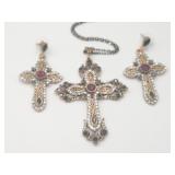 Turkish Style Rhinestone Cross Necklace And