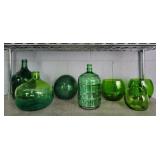 7x The Bid Assorted Green Glass