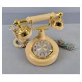 Vintage Beige & Gold Rotary Telephone
