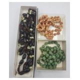 Vintage Seed Nut And Shell Beaded Necklaces