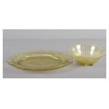 2x The Bid Vintage Yellow Depression Glass