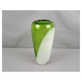 Green & White Art Glass Vase