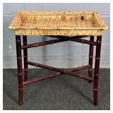 Natural Woven Rattan Tray & Folding Stand