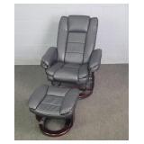 Stress Free Style Faux Leather Swivel Recliner