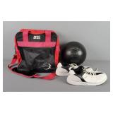 Ebonite Bowling Ball, Bag & Shoes