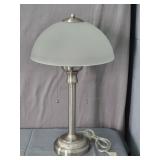 Dual Light Heavy Brush Nickel Finish Table Lamp
