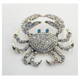 Rhinestone Crab Brooch Pin Lots Of Bling