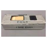 Vintage Metal Egg Crate W/ Paper Sleeves