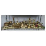 Large Lot Of Brass.  Bookends, Candlesticks, Book