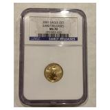 2007 Gold $5 Eagle Early Release Ngc Ms70