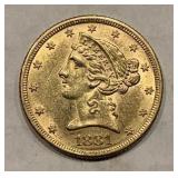 1881 Liberty Head $5 Gold High Grade Coin