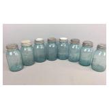 8x Vintage Blue Ball Perfect Mason Jars