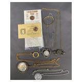 Lot Of Souvenir Coins & Silver Coin Jewelry -