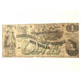 1862 Confederate States $1 Civil War Note