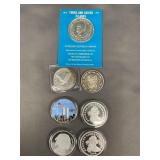 7x Assorted Silver Rounds And Coins.  Colorized