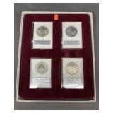 Set Of 4 Sterling Silver Holiday Medals In Box