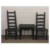 3x Matte Black Chairs And Table
