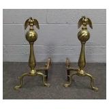Brass Andirons With Eagle