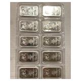 10x - 1 Troy Ounce .999 Silver Bars