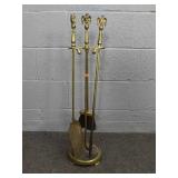 4 Pc Brass Fireplace Set W/ Eagle