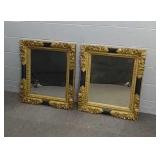 2x Ornate Gold/black Frame Mirrors