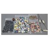 Painted Glass , Porcelain And Wood Beads For