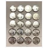 20x - Buffalo .999 Silver Rounds 1/4 Oz Troy